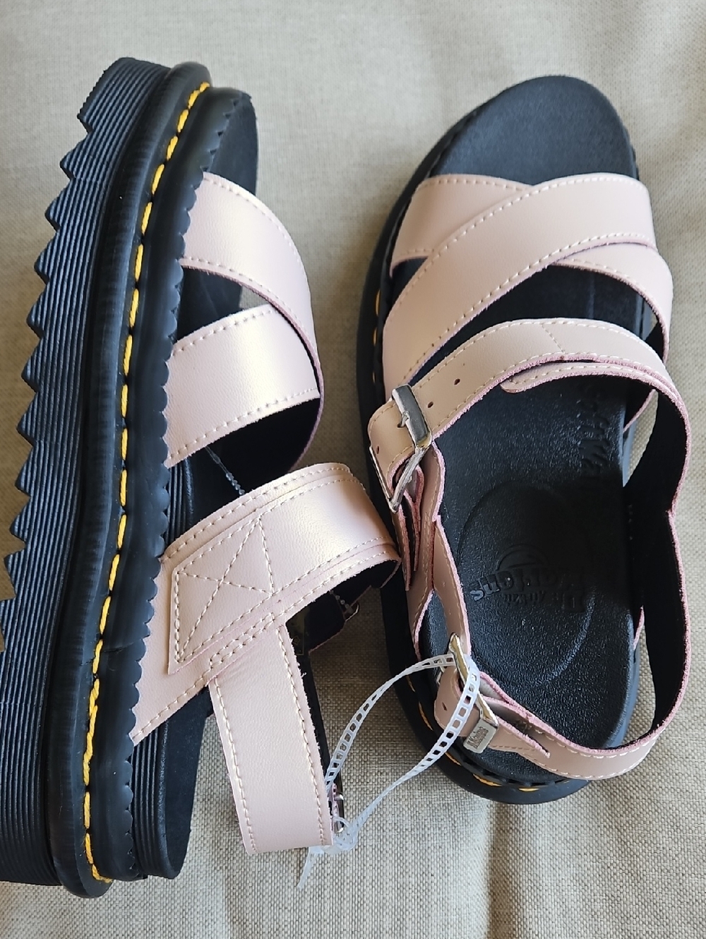 Sz 8- Dr Martins Voss II Chunky Sandals In Opalescent Powder Pink/ Gold